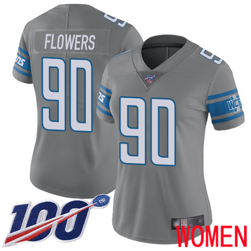Detroit Lions Limited Steel Women Trey Flowers Jersey NFL Football #90 100th Season Rush Vapor Untouchable